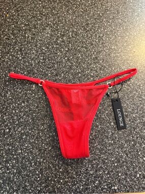 Lounge Red Sheer Mesh Thong Panty